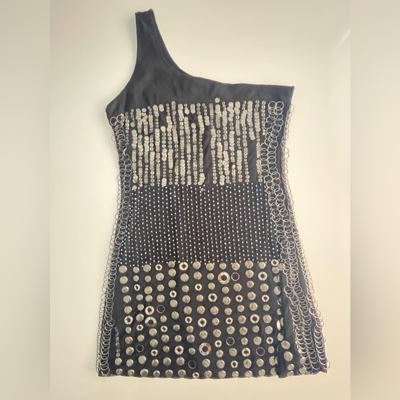 Alice + Olivia Studded Liquid Gun Metal Dress - Picture 2 of 9